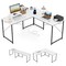 95" L-Shaped Desk for Two People with Adjustable Monitor Shelf and Cable Management